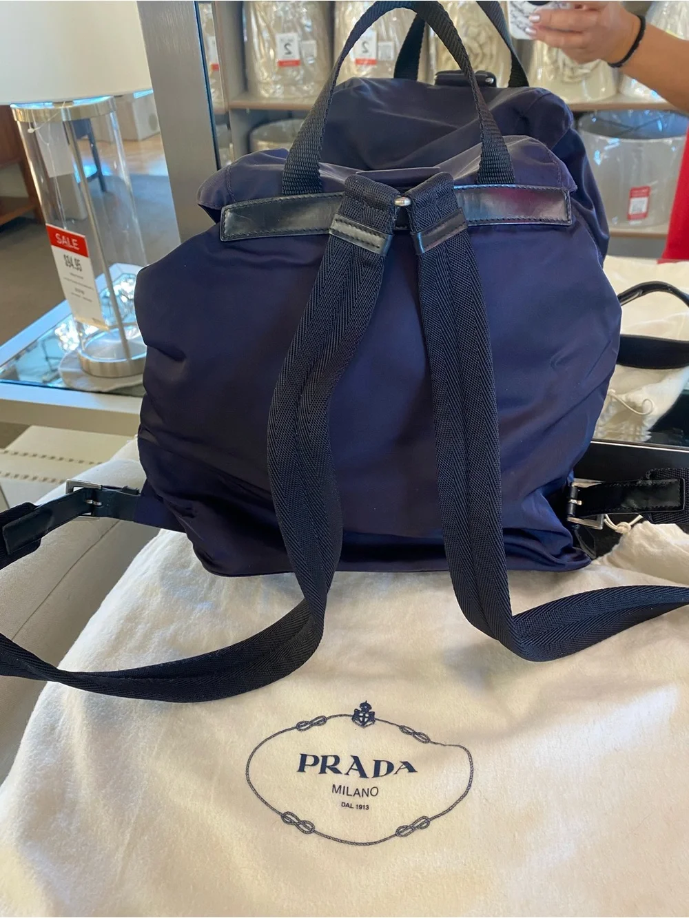 Prada Dark Purple Nylon Backpack with Black Leather Trim - Picture 6 of 8